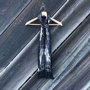 Chico’s Black Koi Fish Themed Scarf